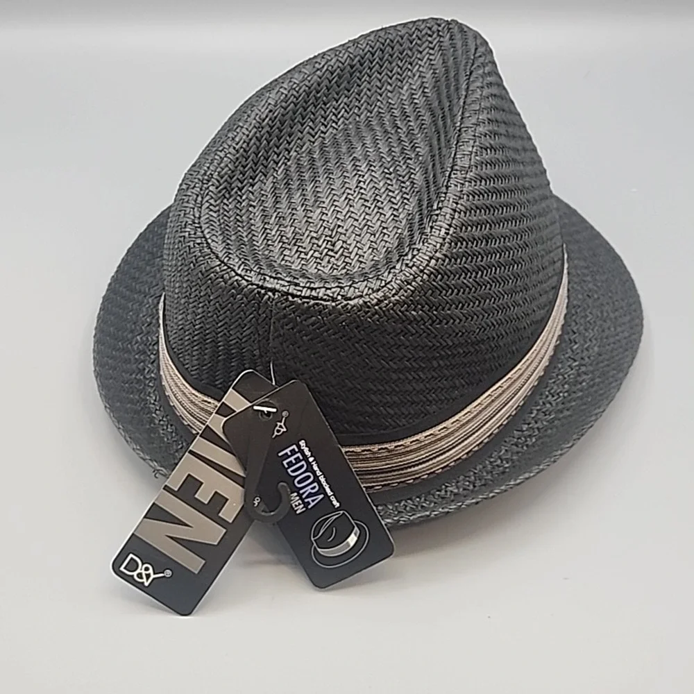 D&Y Hat Fedora Fitted Womens One Size‎ Black Trilby Short Brim Polyester Classic